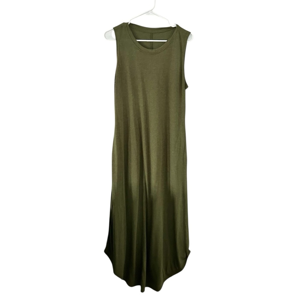 Olive Green Stretch‎ T-Shirt Maxi Dress